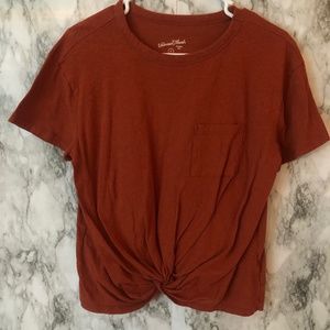 universal thread burnt orange crop knot top